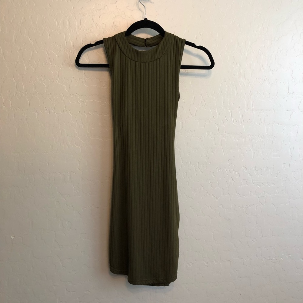 Open-back dress bodycon forest green club wear